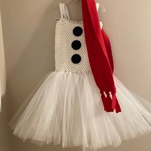 Snowman dress with red felt  scarf